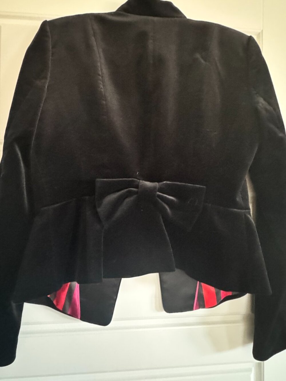 Banana Republic L'Wren Scott Velvet Blazer Jacket Black Bow Back Size 8 - Picture 6 of 7